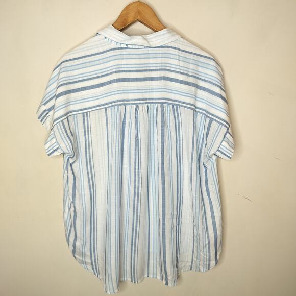 Jane + Delaney Button Up Shirt Striped Hi Low - Picture 5 of 6